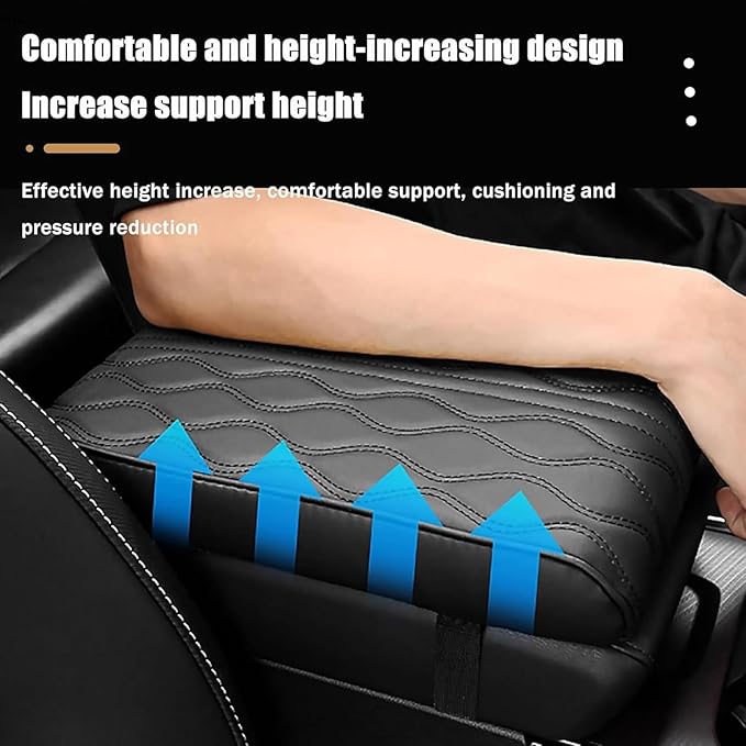 Leather Car Armrest Box Pad for Tesla Cybertruck 2023 2024, Memory Foam Car Center Console Cover Comfort Waterproof Arm Rest Cushion Pad Universal Accessories,A/Black