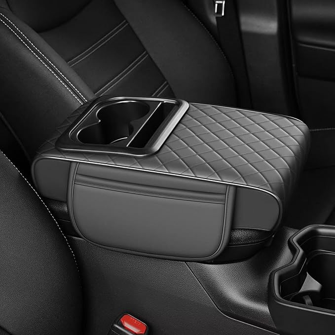 Center Console Cover Fit for Avalon Faux Leather Car Armrest Cushion with Storage Bags, Cup Holder ＆ Phone Storage Multifunctional Middle Console Cover(Grey)