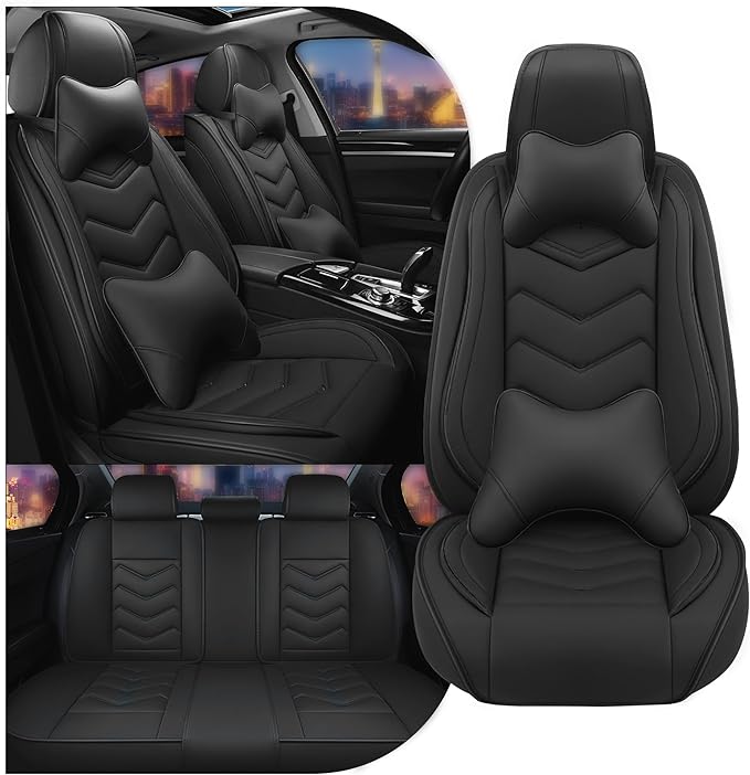 CTDS Car Seat Covers for Chevy Equinox 2005-2026, Stylish Sport Seat Cover, Premium Nappa Leather Car Seat Cover. Automobile Seat Covers Sets.(Luxury 5 Seats/Pure Black)