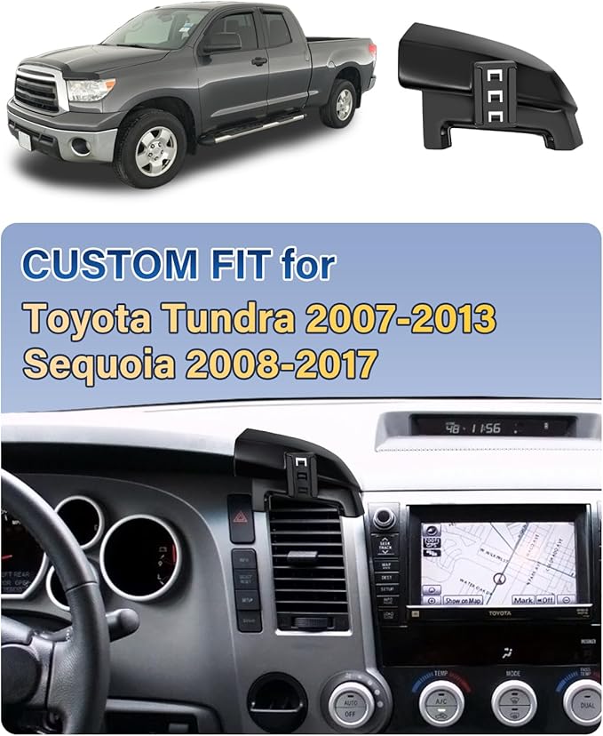 SKYLOTEC Car Phone Holder for Toyota Tundra 2007 2008-2013/Sequoia 2008-2012 2013 2014 2015 2016 2017 Accessories Automobile Cradles Phone Mount, Cell Phone Base Not Block Air Vent