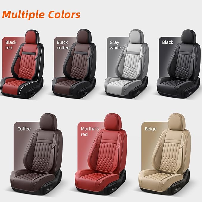 KEYOOG Universal 2-Seater Waterproof Breathable Nappa Leather Car Seat Covers Full Set, Compatible with Honda Civic, Toyota Camry Corolla, Nissan Rogue Sentra, Fit for Front Seats Most Sedans SUV