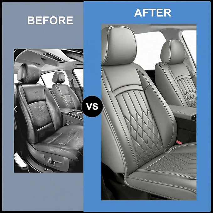 Fit TL Car Seat Covers for Acura TL 2004-2014 - Premium Leather, Waterproof, All-Weather, Airbag Compatible, Anti-Slip, Breathable, Easy Install, Seat Protectors, Full Set, Gray
