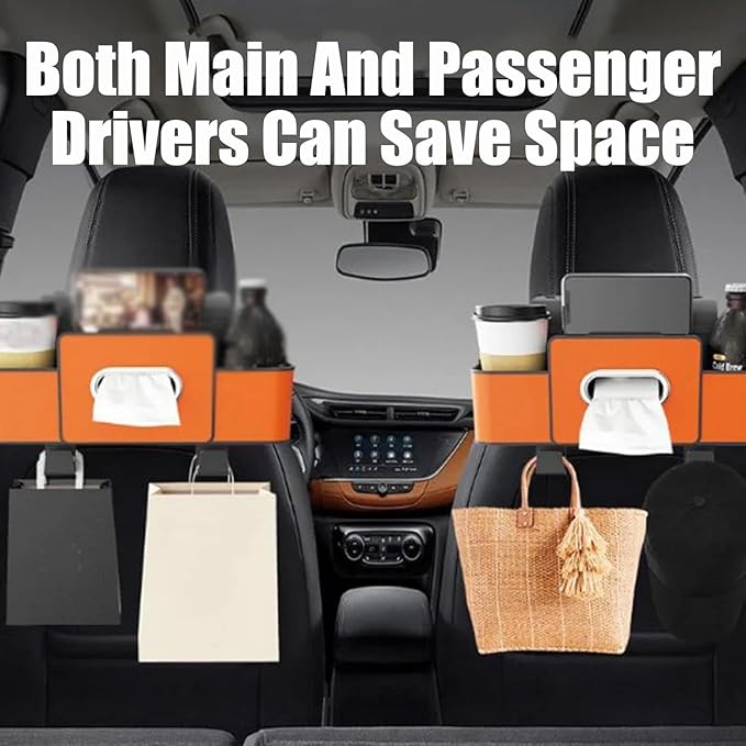 Car Organizers and Storage Box Behind Seat, Car Organizers and Storage Back Seat, With Multiple Pockets, Hanging Car Seat Storage Travel Essentials, Snacks, Bottles (Black * 2)