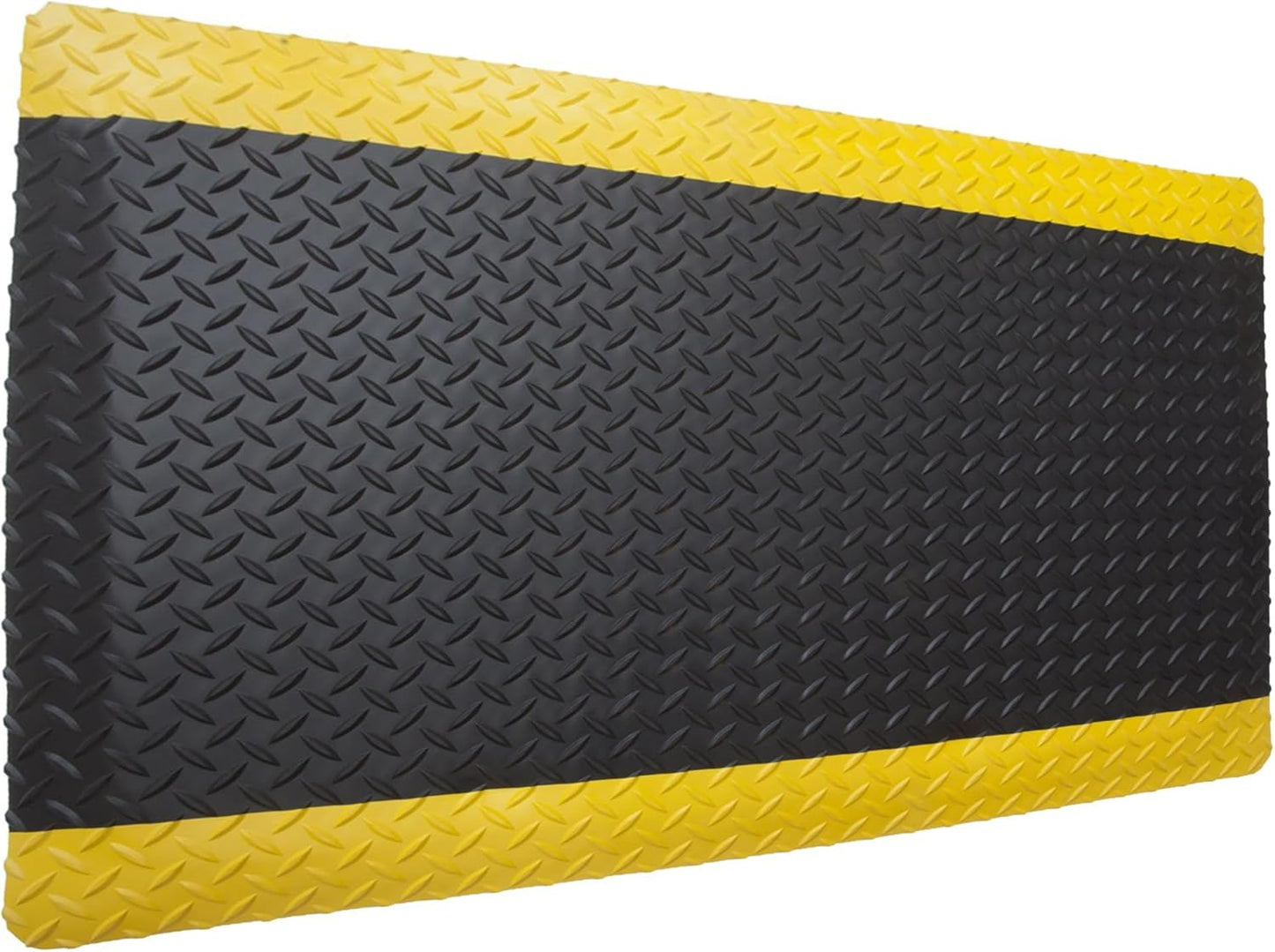 Rhino Mats, American Classic Diamond Anti-Fatigue Mats, Industrial Ergonomic Comfort Standing Mat for Work, Home, Garage, Office, Kitchen or Anywhere (Black/Yellow 1" Thick, 3 FT. x 12 FT.)