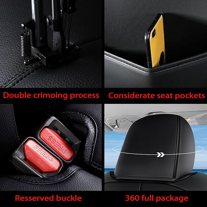 AOMSAZTO Seat Cover for Jeep Wrangler JK 4 Door 2008 2009 2010 Custom Full Set Waterproof Faux Leather Seat Cushion Protector Custom Car Seat Cover Accessories - Black