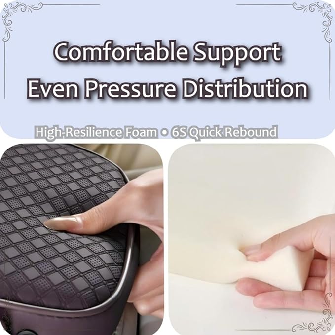 2026 Enhanced Car Center Console Armrest Cushion with USB& Type-C Charging, PU Leather Console Pad with Cup Holders, Storage& Tissue Outlet for Most Vehicles (Flat Version, Black)