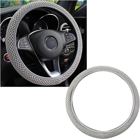 Elastic Steering Wheel Cover, 15"×15" Breathable Ice Silk Steering Wheel Protector, Universal Auto Wheel Wrap Anti-Slip Soft Cover for Ultimate Comfort, Car Accessories (Gray)