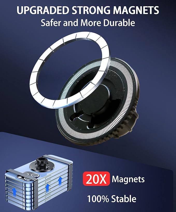 Magnetic Car Phone Mount for Toyota RAV4 2019-2025 Accessories, for MagSafe Strong Magnets Cell Phone Holder 7/8-Inch Touch Screen Cradles, with Portable Phone Gripper 360° Rotation