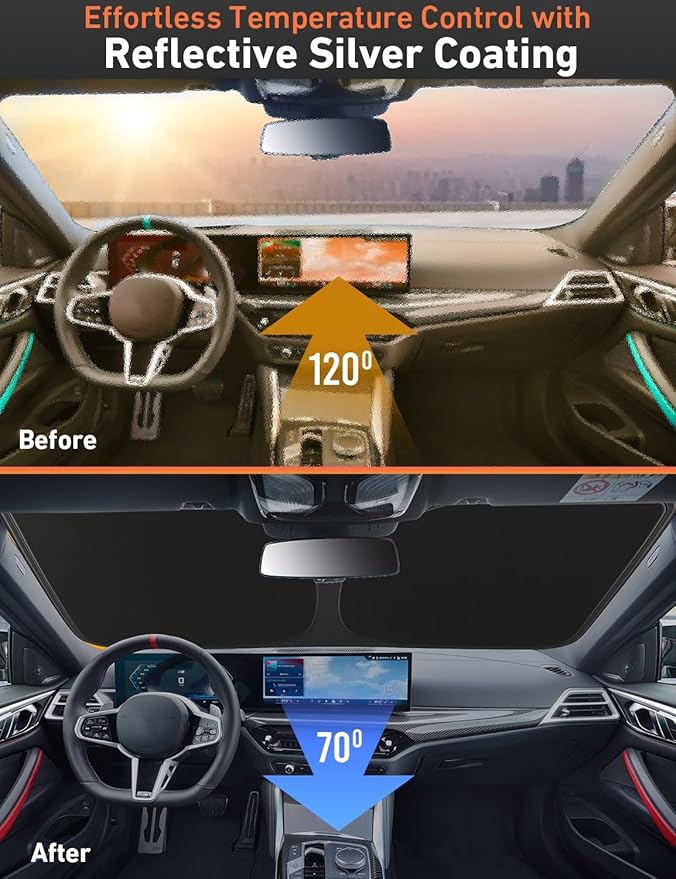 EcoNour Windshield Sunshade Compatible for Chevrolet Trax 2013-2021 2022 2023, LS/LT/LTZA Sun Visor for Front Windshield & Window Sun Shade Cover, UV Heat Blocker & Protector, Car Accessories