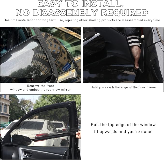 4 PCS Car Window Shades, Auto Front Rear Side Window Sun Shades for Block Heat & UV Protection, Breathable Mesh Baby Window Screen Covers, Universal Car Accessories (SUV)