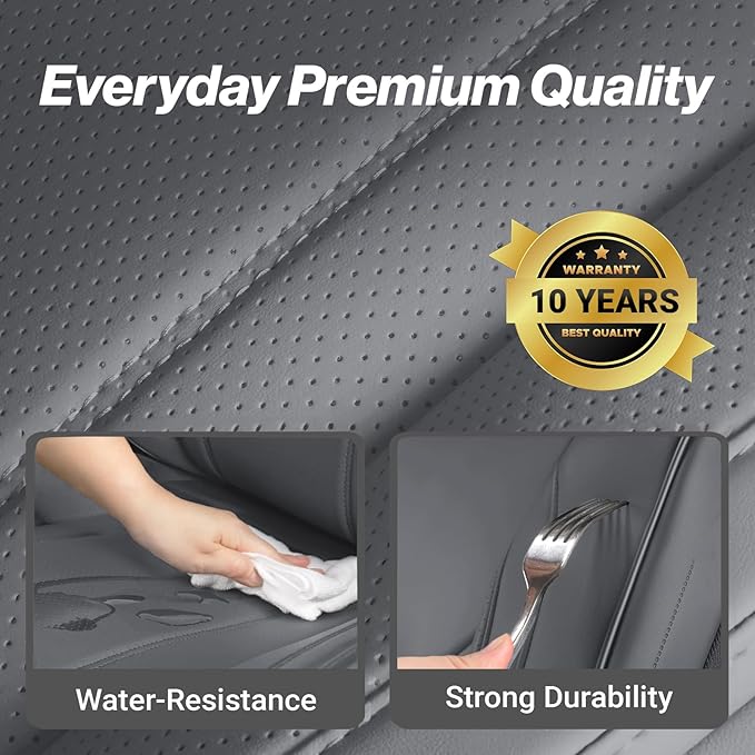 Coverland Custom Fit Car Seat Covers for SUV Compatible with [Escalade, Tahoe, Suburban, Yukon] Premium Water Resistant Leather Non-Slip Interior Protector [Front Dark Gray - Size Chart A37]