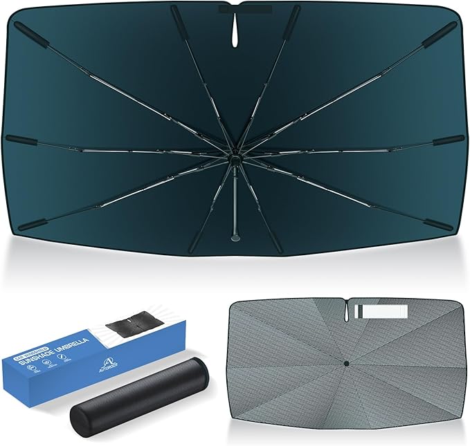 Autorder Windshield Sun Shade Umbrella for 2021-2025 2026 Kia K5 Accessories,Upgraded Ice Crystal Material,Easy Setup Umbrella Sunshade for Car Windshield,100% Sun Blocking