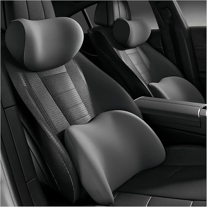 Car Lumbar Support Pillow and Car Neck Pillow Kit for Mazda MX-5 Miata 1989-2020 2021 2022 2023 2024 2025 2026, Car Seat Neck Back Rest Pillows, Ergonomic Car Seat Headrest & Lumbar Cushion