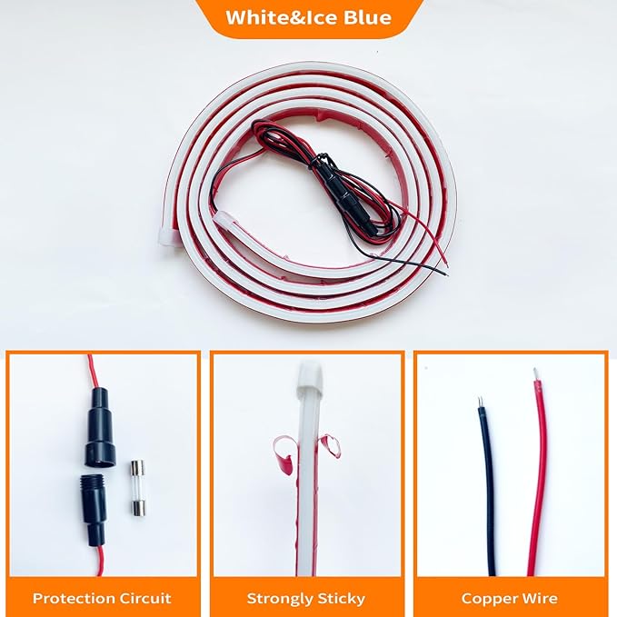Car Under Hood LED Light Strip 70 Inch Waterproof Flexible Silicone Dynamic Scan Startup Effect Daytime Running Lights 12V Universal Fit for Cars Trucks SUVs Exterior Decoration Kit