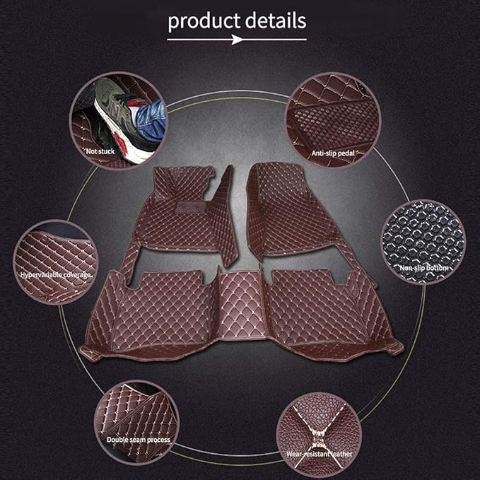 Custom Car Floor Mats for 96% Sedan SUV Sports Car Protection Full Coverage Pads Anti-Slip Leather Floor Lining All Weather Car Floor Mats (Black White)