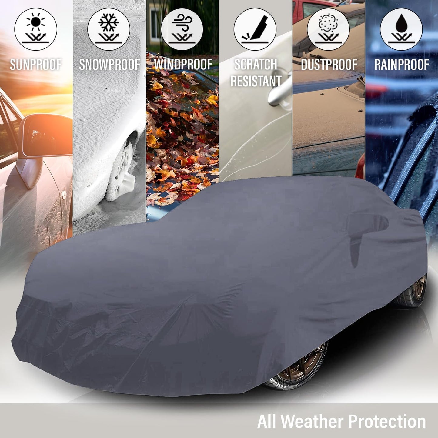Supreme Full Car Cover – Pontiac GTO 1965-1973 Coupe 2-Door Semi Custom Fit Waterproof Full Coverage All Weather Windproof Dust Proof Indoor Outdoor Automobile