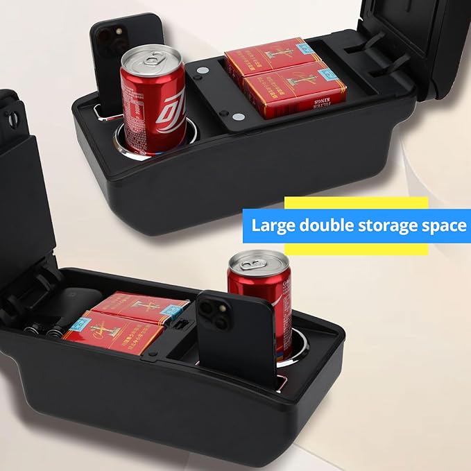 AULPHIKE Compatible with Nissan Versa Armrest 2007-2011 Center Console Organizer Armrests Double Layer Storage Space with Cup Holder