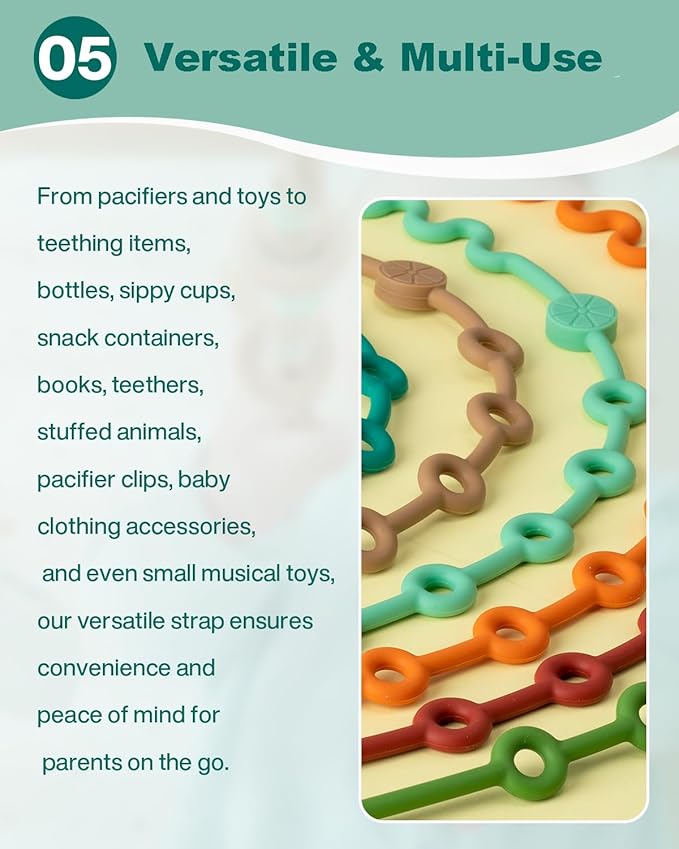 LittleHugs Toy Straps for Baby, Adjustable Toy Holder for Stroller Accessories, Silicone Baby Tether Pacifier Clip, No Throw Baby Travel Essential Leash for High Chair, Car Seat (6-Pack)