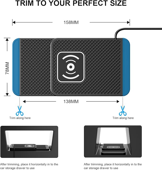 Wireless Charging Pad for Car for VW Tiguan L/Tiguan X 2017-2021 2022 2023-pr, 20W Fast Qi Car Ultra-Slim Wireless Charger Mat Non-Slip Silicone Dashboard Charging Pad,USB