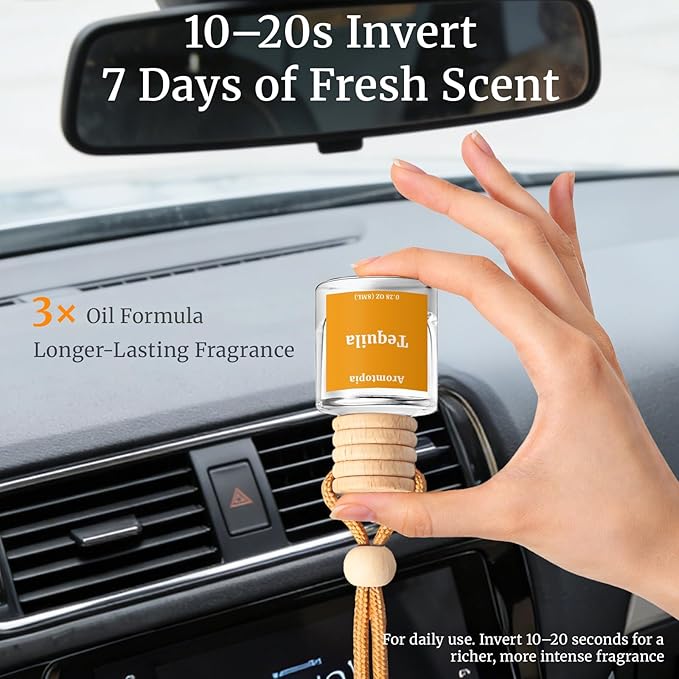 Hanging Car Air Fresheners, Aromtopia Car Fragrance Diffuser, Tequila Inspired Scent, Long-Lasting Automotive Odor Eliminator, Car Rear View Mirror Accessories, Pack of 2