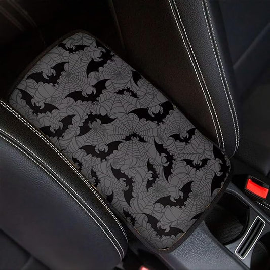 Dreaweet Halloween Arm Rest Cover for Car Spider Web and Bat Print Center Console Cover Comfort Anti-Scratch Car Armrest Cushion Pad