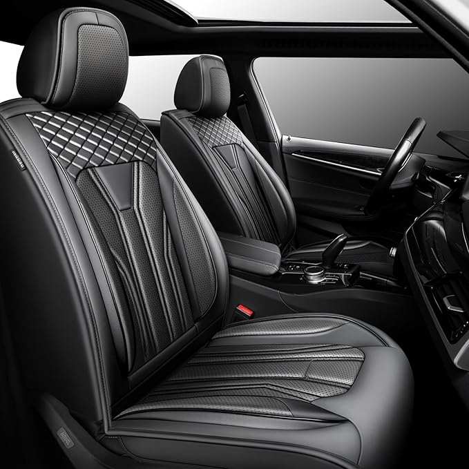 Fit CRV Car Seat Covers Premium Leather for Honda CRV cr-v 2011-2025 2026. Waterproof， Breathable, Scratch-Resistant & All-Weather Seat Cushion Protector (Front Seat,All Black)