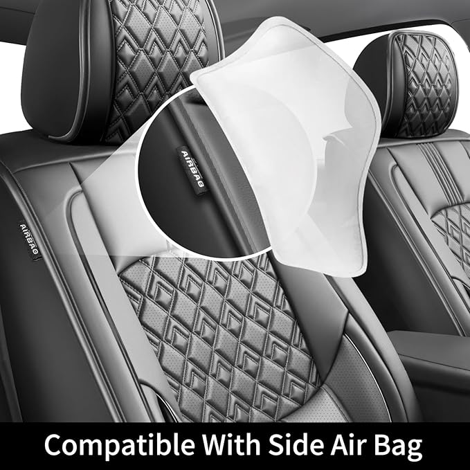 Fit Venza Car Seat Covers for Toyota Venza 2009-2024 2025 2026 - Upgraded Premium Waterproof & Breathable Leather, Airbag Compatible, All-Weather Seat Cushion Protector (Full Set, Black)