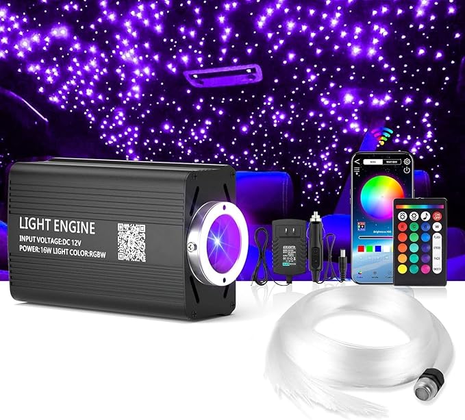 VASTFIRE Starlight Headliner Kit, 16W Star Headliner kit Music/Voice Activated Star Lights for Car, Bed Room, RVs, Home Theaters | Bluetooth + Remote Control