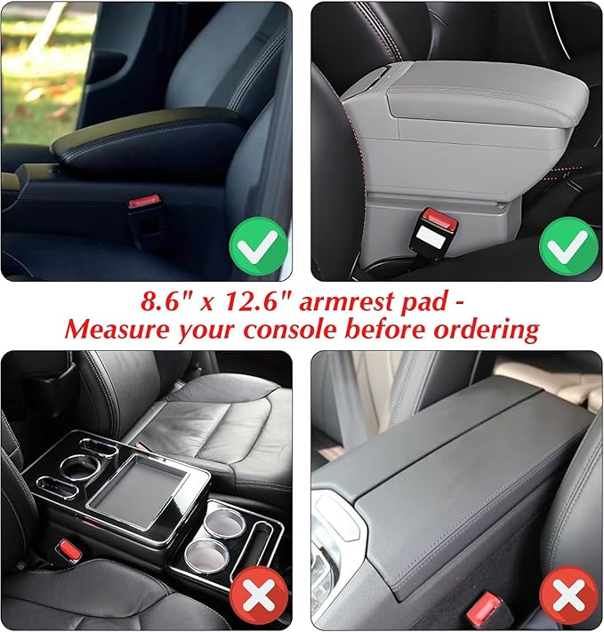 Bling Car Armrest Cover with Memory Foam Cushion Pad & Rhinestones, Universal Diamond Center Console Cover for Cars, Bling Middle Console Cover, Bling Car Accessories for Women, White