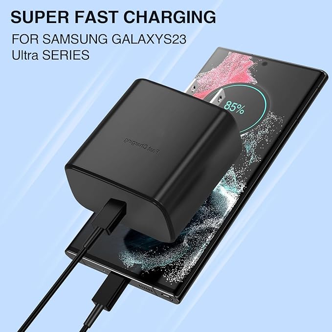 45 W USB C Charger Block,Super Fast Charge Type-C Adapter, USB Wall Charger for Samsung S22/22 +/S21/S20, and More. (Black) (609)