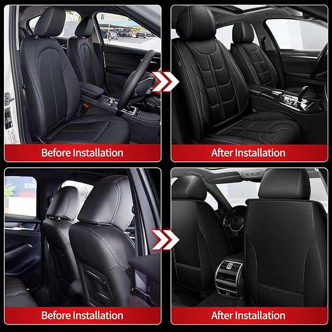 TTX LIGHTING Car Seat Covers fit for VW/Volkswagen Taos 2022-2026 Front Seat: Premium Leather Automotive Seat Cover with Airbag Compatible Waterproof (2 Seats, Black)