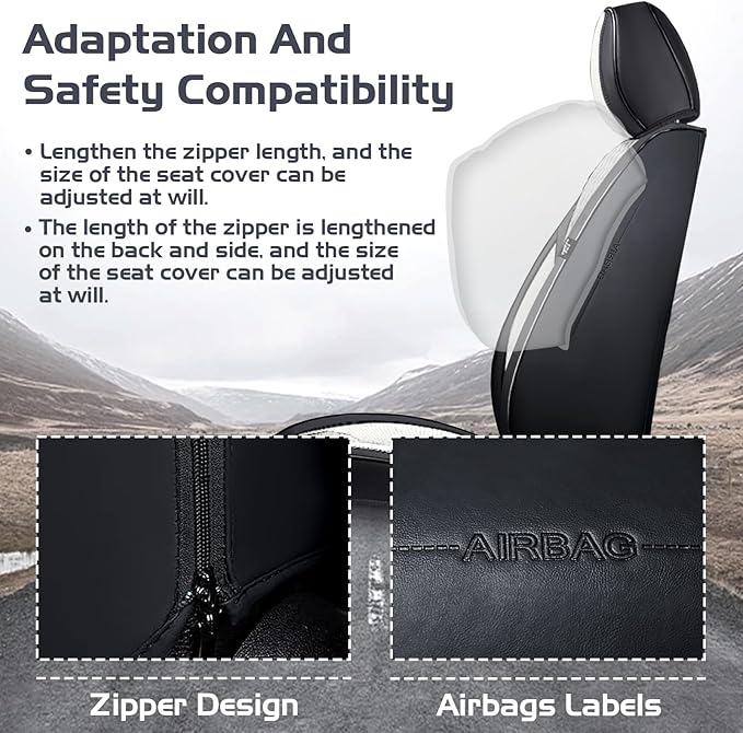 Truck Seat Covers for Ford Ranger 2019-2026, Waterproof Premium Leather Full Coverage Car Seat Cover, Muscle Sport Style Auto Interior Seat Cover Sets (Front Set/Black White)