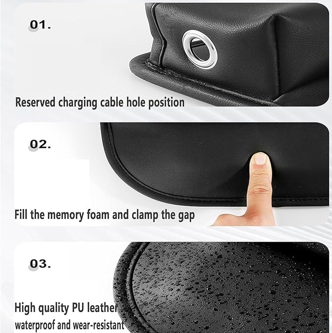 Car Seat Gap Filler 1 Pack Leather Seat Organizer Front Seat Car Accessories for Women Men, Car Essentials for SUV Truck, Adjustable Seat Gap Filler Organizer (Black，1 Pack)