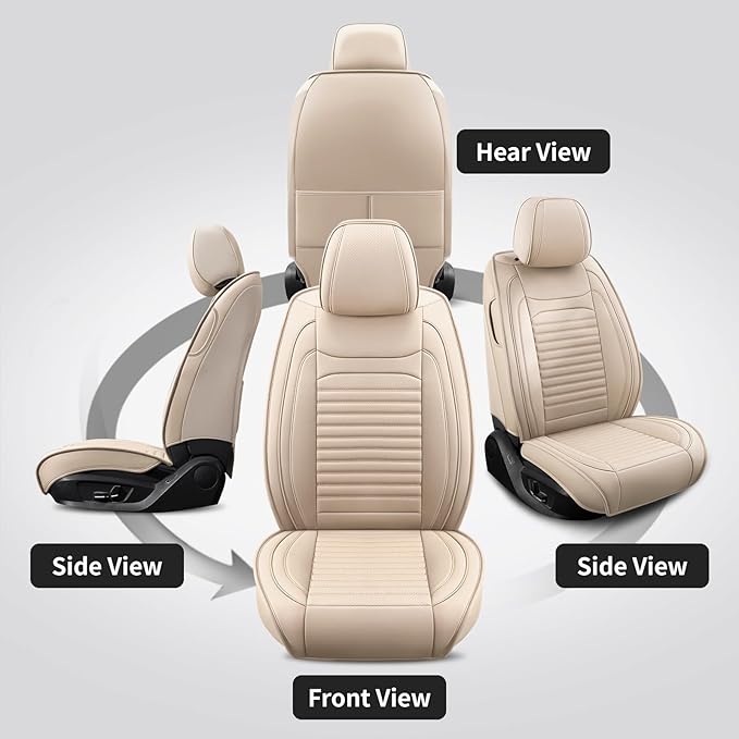 Front Seat Covers Fit for Toyota Corolla Cross 2021-2026, Car Seat Covers Front Seats, Breathable Faux Leather Automotive Seat Covers Front Pair Anti-Slip Seat Cover(Beige, Front)