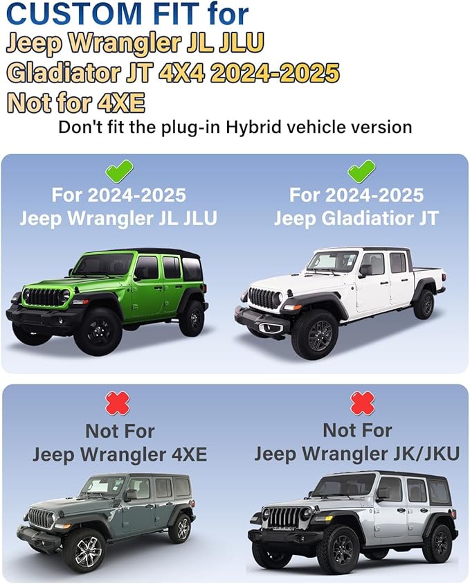 Wireless Phone Holder for Jeep Wrangler JL JLU/Gladiator JT 2024 2025 Accessories Car Magnetic Phone Mount Compatible with MagSafe, Magnets Charger Dashboard Mount Dash Tray (2024+ 4X4, Not for 4XE)