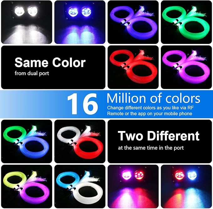 AZIMOM Dual Color 20W Twinkle Fiber Optic Starlight Headliner Kits Mixed 860pcs*13.1ft Fiber Strands Sound Activated Remote APP Control RGBW Light Source Home Car Ceiling Headliner Décor