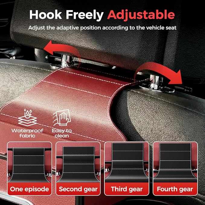 Back Seat Car Organizer,3 in 1 Car Backseat Storage Box with Cup Holder,Tissue Box,Trash Bin&Hooks,Multifunctional Waterproof Storage for Hold Phones Snacks Drinks Handbags (1, A-Red)
