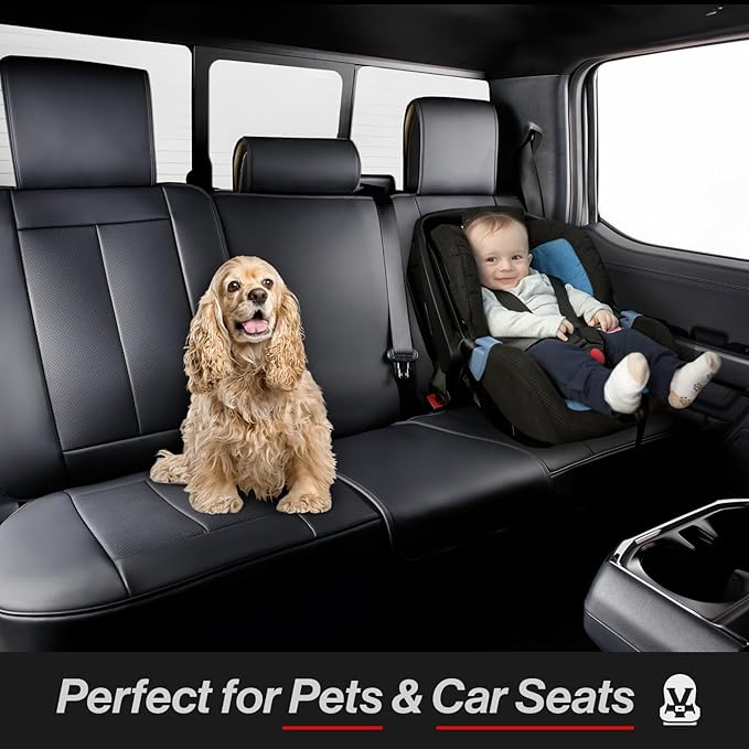 Coverland Custom Fit Car Seat Covers for SUV Compatible with [QX4, Endeavor, Bravada] PPremium Car Seat Cover Water Resistant Leather Non-Slip Interior Protectorr [Full Set Black - Size Chart X66]