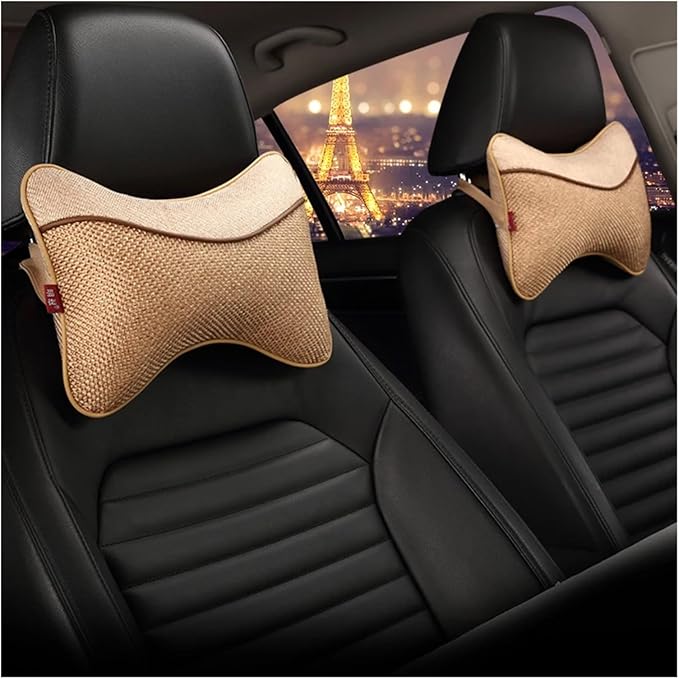 Car Headrests Cervical Neck Pillow Head Cushion Memory Foam Cotton Fit for Seat Waist Lumbar Support(Gray)