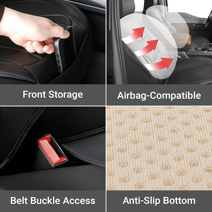 Coverland Custom Fit Car Seat Covers for SUV Compatible with [2022-2026 Lexus NX 250, NX 350h] Premium Seat Cover Water Resistant Leather Non-Slip Interior Protector [Full Set Black - Size Chart X81]
