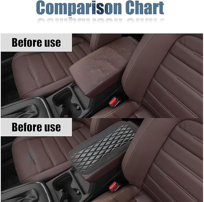 Leather Car Center Console Armrest Pad for Toyota Tacoma 2005-2023, Auto Armrest Cushion, Waterproof Seat Box Cover Protector, Vehicle Interior Decor Accessories,Black