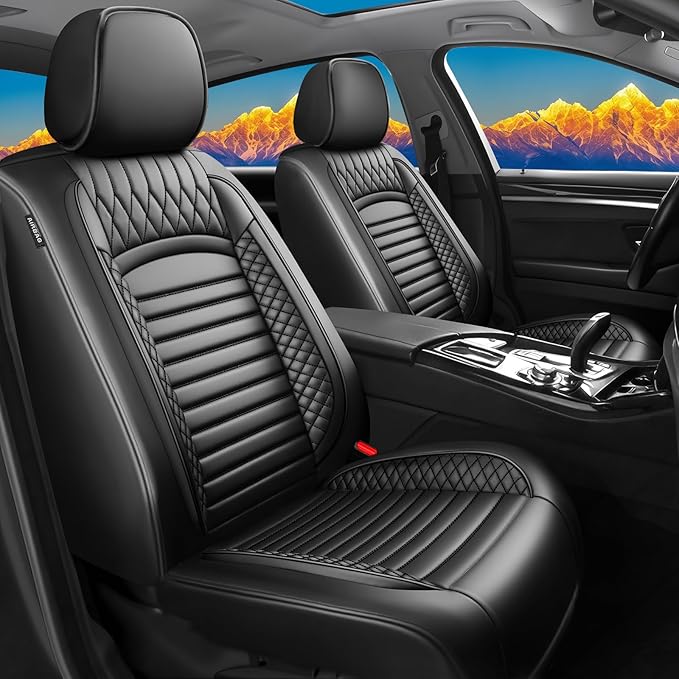 Fit Yaris Car Seat Covers for Toyota Yaris 2008-2018 2019 2020-Upgraded Premium Waterproof & Breathable Leather, Airbag Compatible, All-Weather Seat Cushion Protector (Full Set, Black)