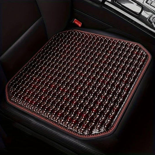 Breathable Wooden Bead Car Seat Cushion - Lumbar Support & Cooling Pad, Redwood/Yellow Pear Colors