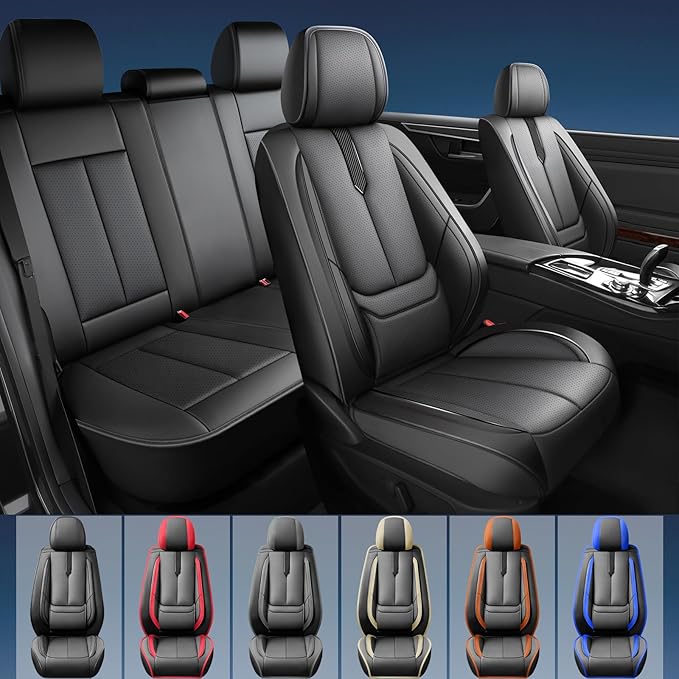 Fit 4Runner Car Seat Covers (5 Seats) for Select Toyota 4Runner 2003-2024 2025 2026 - Full Coverage Leather,Airbag Compatible, Waterproof & All Weather Seat Cushion Protector,Full Set,Black