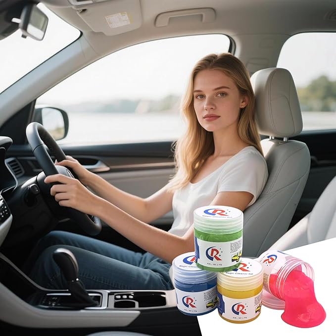 2-Pack Car Cleaning Gels Car Interior Cleaner Putty Slime Auto Detailing Tools Universal Dust Removal Cleaning Kit for Car Accessories Vents 3C Office Scented Blue