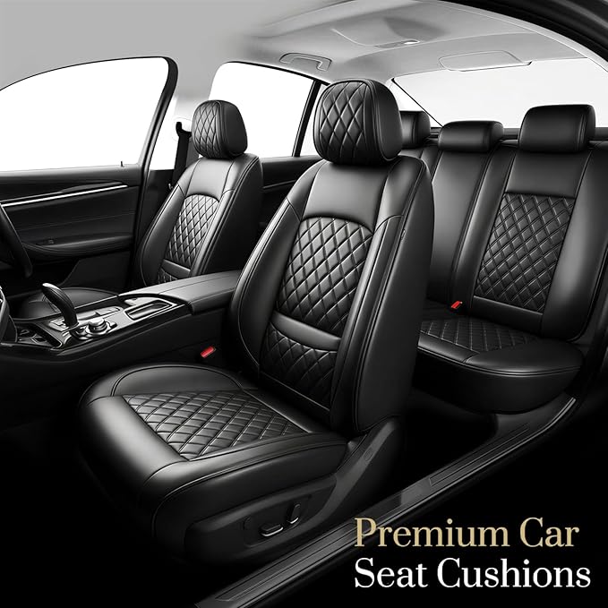 Fit RDX Car Seat Covers for Acura RDX 2010-2025 2026 - Premium Leather, Waterproof, All-Weather, Airbag Compatible, Anti-Slip, Breathable, Easy Install, Seat Protectors, Full Set, Black