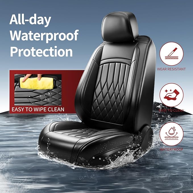 Fit for Santa Cruz Seat Covers Compatible with Hyundai Santa Cruz 2022-2026 - Waterproof Breathable Leather Automotive Seat Cushions Protector,Airbag Compatible,Full Set 5 Seats(Black)