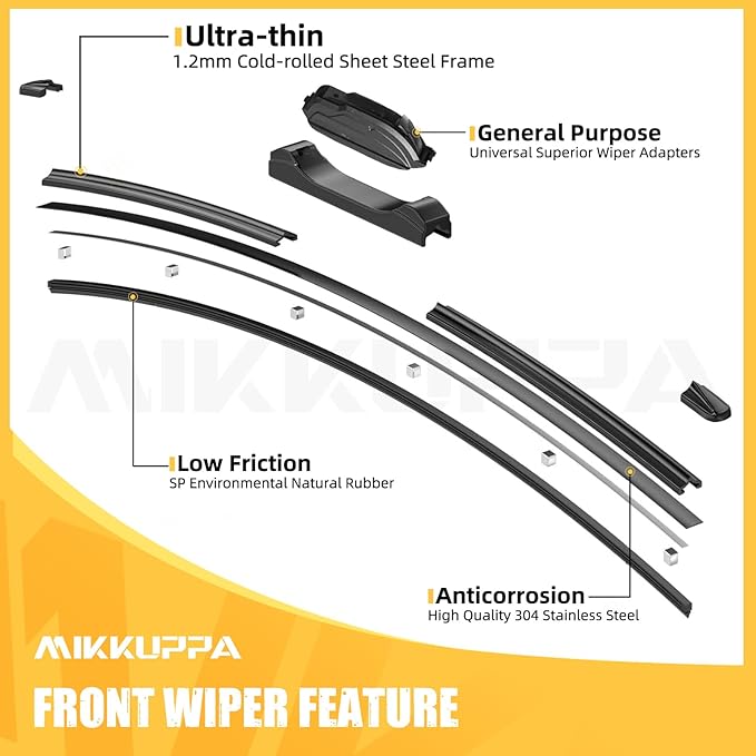 MIKKUPPA 24"+20"+12" Windshield Wiper Blades Replacement for 2010-2022 Toyota 4Runner, Front & Rear Wiper Blades Set, Durable Stable Quiet All Season (Pack of 3)