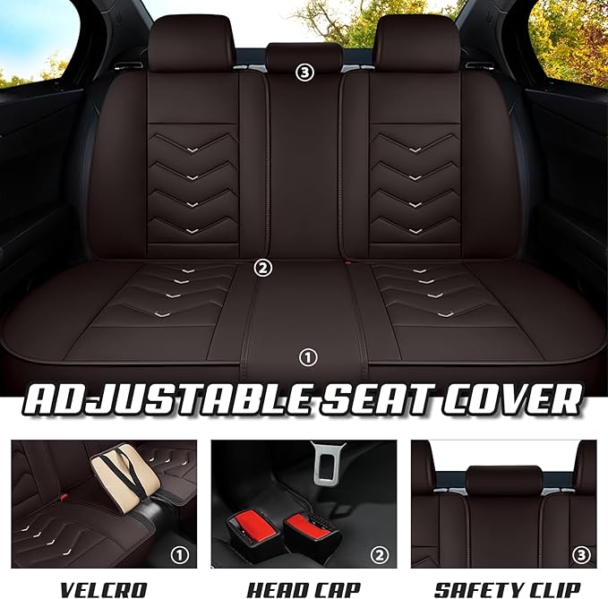 Car Seat Covers for Mitsubishi Outlander 2003-2025, Premium Nappa Leather Car Seat Cover, Stylish Sport Seat Covers， Automobile Seat Cover Sets.(Luxury 5 Seats/Coffee Color)