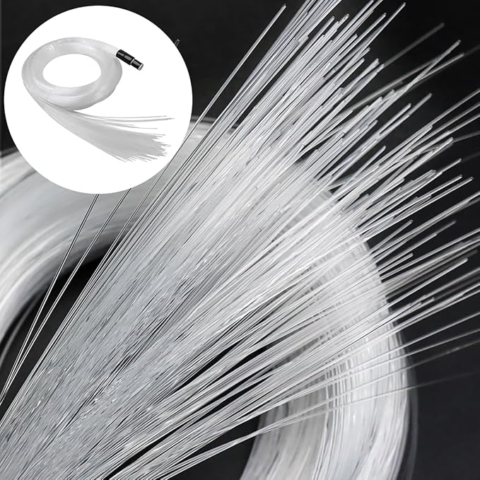 AKEPO PMMA END Glow Fiber Optic Light Cable 100pcs Ф0.03in(0.75mm) 6.5ft/2m for LED Star Ceiling Sky Light Kit and Fibre Optical Lighting Decoration (Without Light Source)